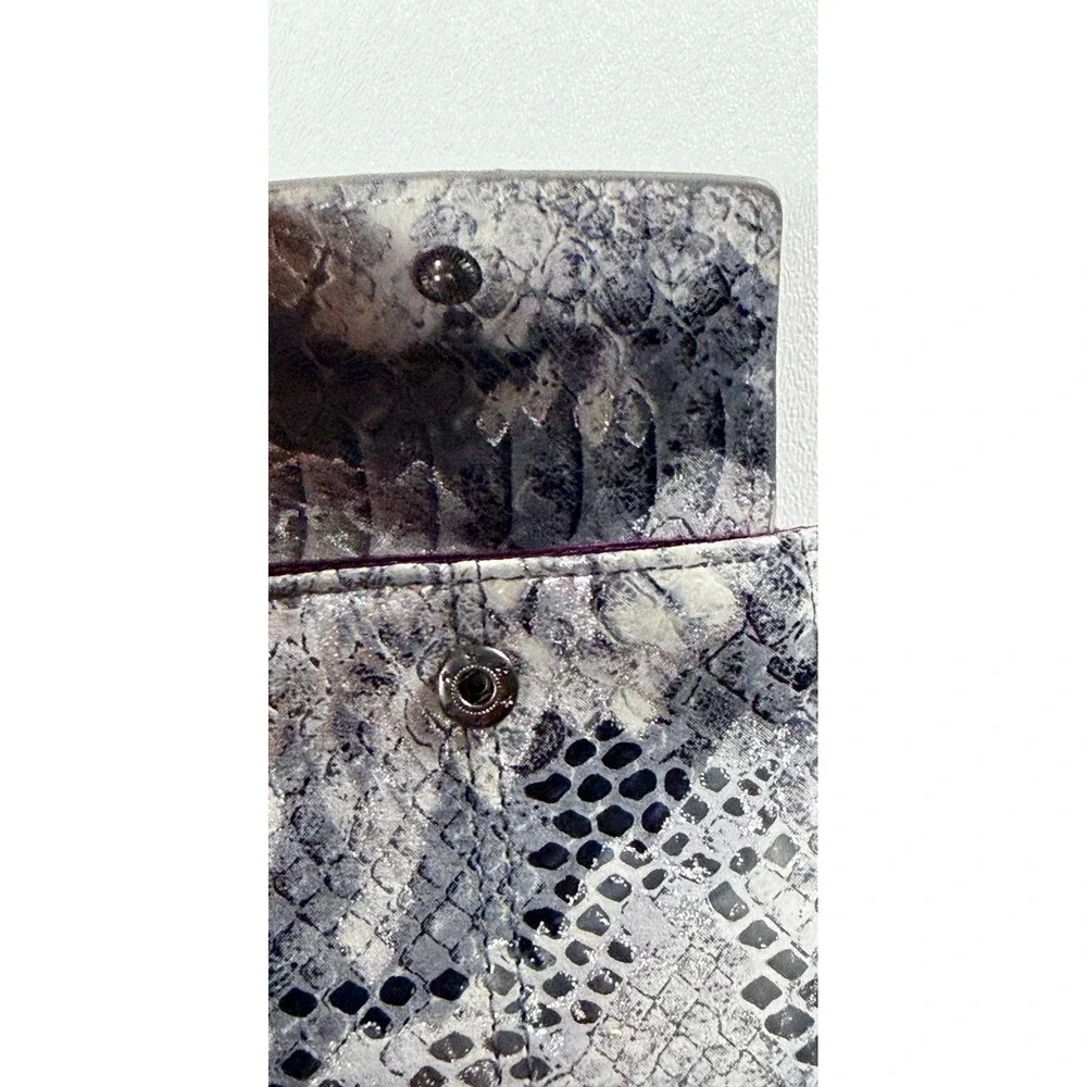 Hobo Silver Snakeskin Leather Mini Bag Charm‎ Pouch O-Ring Handle New